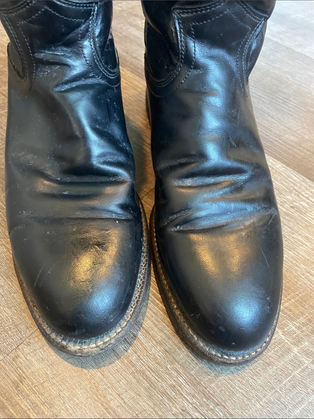 VTG Justin Black Leather Roper Cowboy Boots Womens Size 6.5 Style L3703 USA READ - Picture 5 of 8